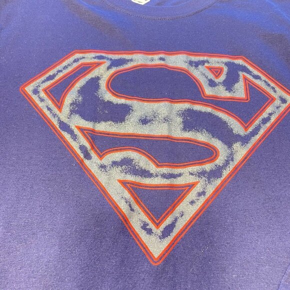 DC Comic Long Sleeve Super Hero Superman Mens Graphic Shirt Blue Size Large u - Picture 2 of 4